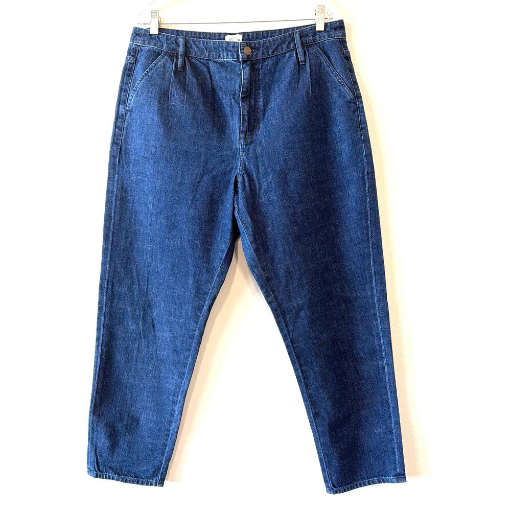 J. Crew Denim Blue Mom Jeans Women’s Sz 32 High-Rise Cropped Pleated Medium Wash